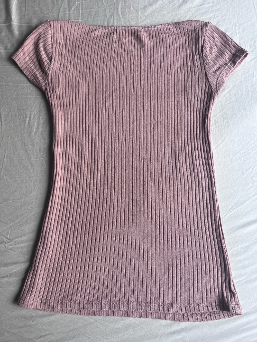 Reformation Dusty Pink Ribbed Square-Neck Top. Size S - Picture 3 of 5